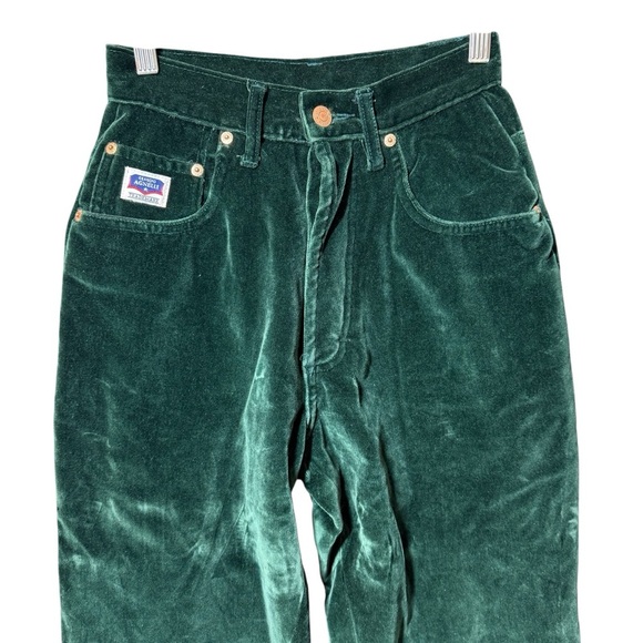 Vintage Claudio Angelli Dark Green Velvet Pants Womens 28/5 High Rise Button Fly - Picture 3 of 14